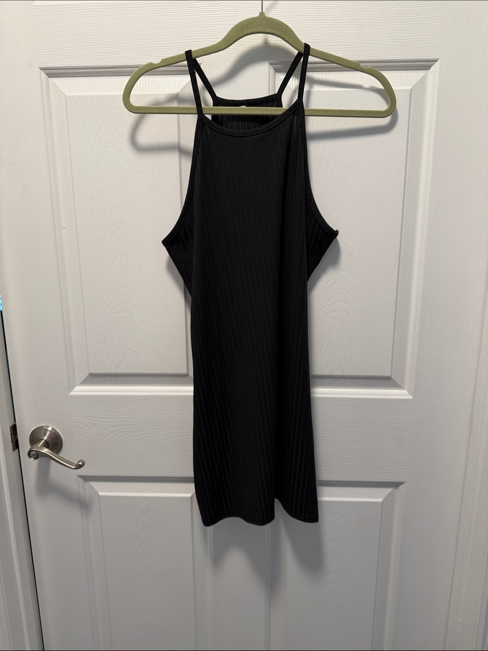 Source Unknown Black Ribbed Halter Mini Dress